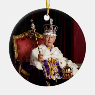 Kung Charles III Buckingham Palace porträtt Julgransprydnad Keramik