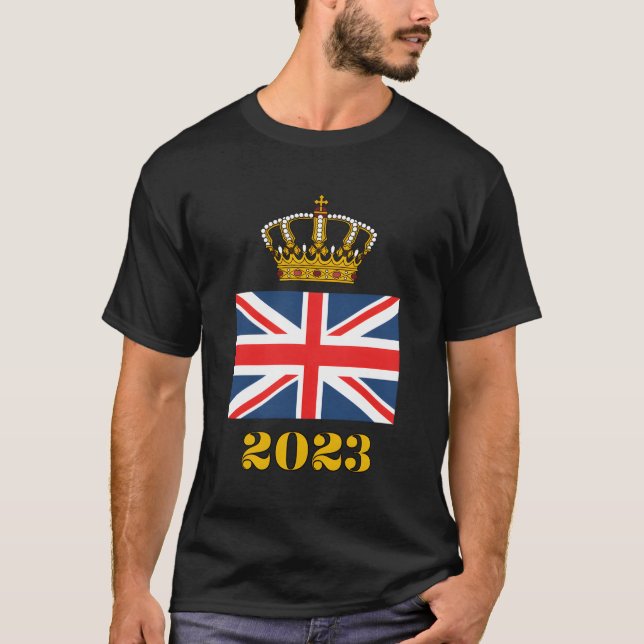 Kung Charles III Coronation 2023 UK British Krona T Shirt (Framsida)