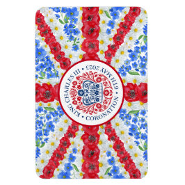 Kung Charles III Coronation Blommigt UK Flagga Magnet