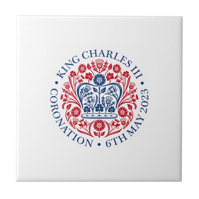 Kung Charles III Coronation Ceramic Tile Kakelplatta (Framsidan)