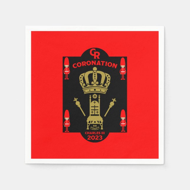 Kung Charles III Coronation Commemorative Souvenir Pappersservett (Framsidan)