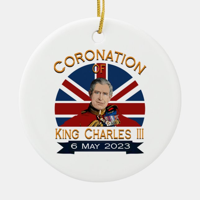 Kung Charles III Coronation Day - God Spara Kin Julgransprydnad Keramik (Framsidan)