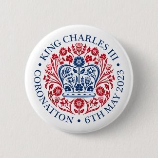 Kung Charles III Coronation Emblem Logotyp Badge Knapp