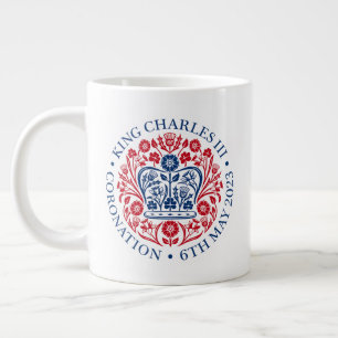 Kung Charles III Coronation Emblem, Royalet Souven Jumbo Mugg