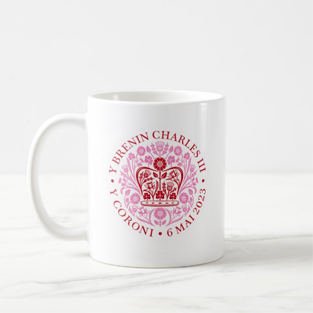 Kung Charles III Coronation Emblem, Royalet Souven Kaffemugg (Vänster)