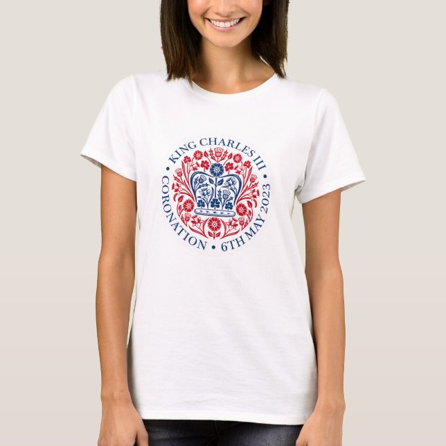 Kung Charles III Coronation Emblem, Royalet Souven T Shirt (Framsida)