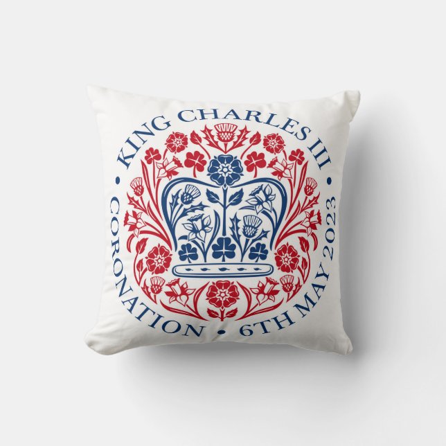 Kung Charles III Coronation Emblem Square Cushion Kudde (Framsida)