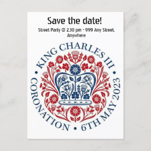 Kung Charles III Coronation logotyp Spara datum Vykort