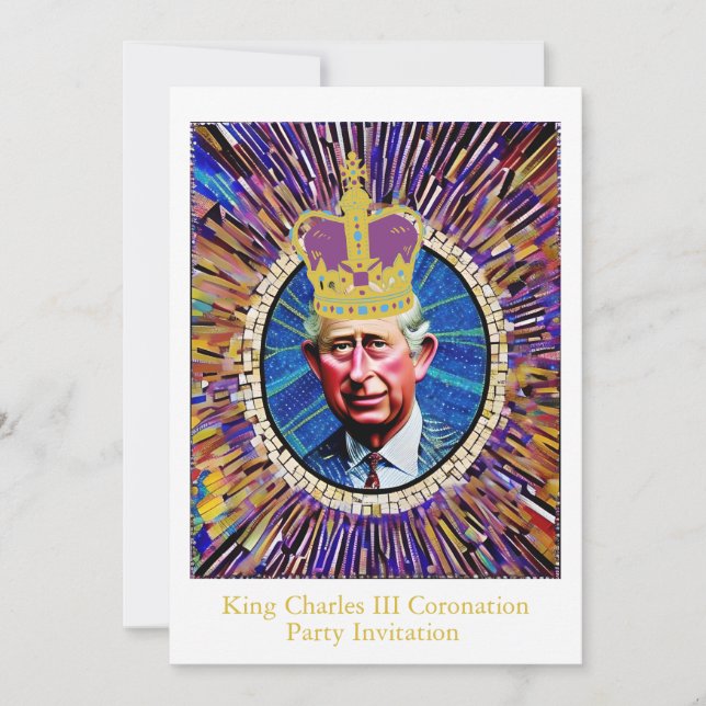 Kung Charles III Coronation Roligt Anpassningsbar  Inbjudningar (Framsida)