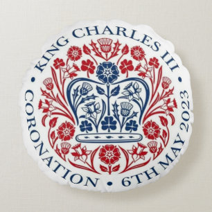 Kung Charles III Coronation Round Pillow Rund Kudde