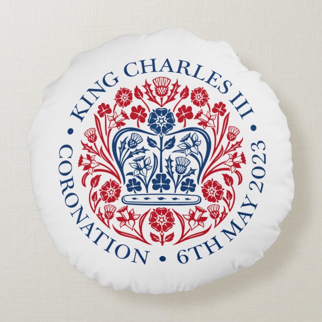 Kung Charles III Coronation Rund Kudde (Baksidan)