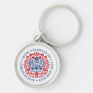 Kung Charles III Coronation Rund Silverfärgad Nyckelring