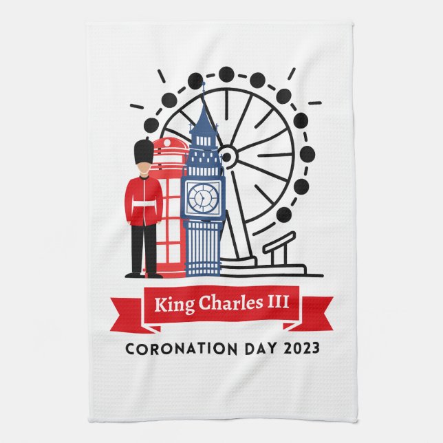 Kung Charles III Coronation Tea Towel Kökshandduk (Vertikal)