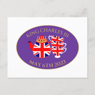 Kung Charles III kröning Union Jack tekopp Vykort
