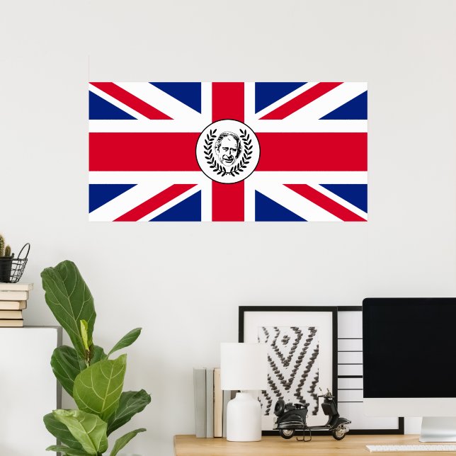 Kung Charles III om British Union Jack Flagga Poster (Hemmakontoret)