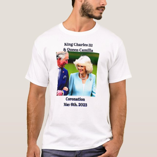 Kung Charles III & Queen Camilla Coronation T Shirt (Framsida)