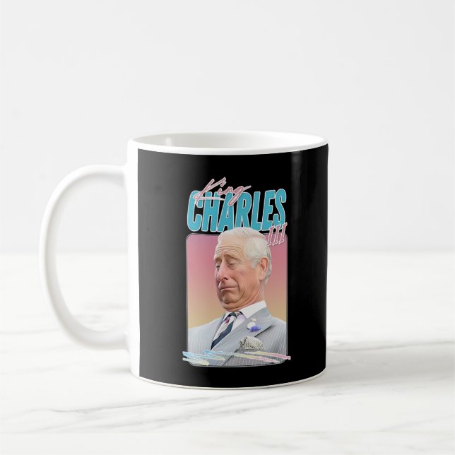 Kung Charles III - Retro Aesthetic Fläkt Design Kaffemugg (Vänster)