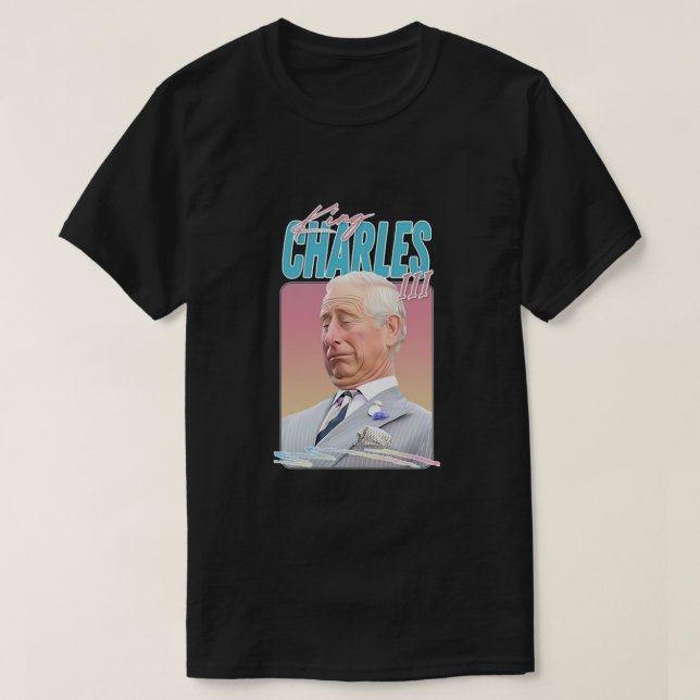 Kung Charles III - Retro Aesthetic Fläkt Design T Shirt (Design framsida)