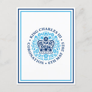 Kung Charles III Royal Corona Logotyp Patriotisk Vykort