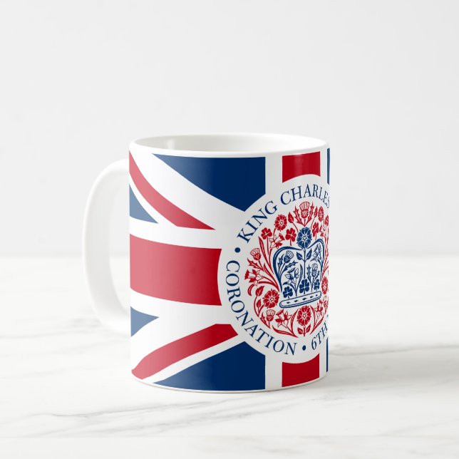 Kung Charles III Royal Coronation Logotyp Patrioti Kaffemugg (Framsida vänster)