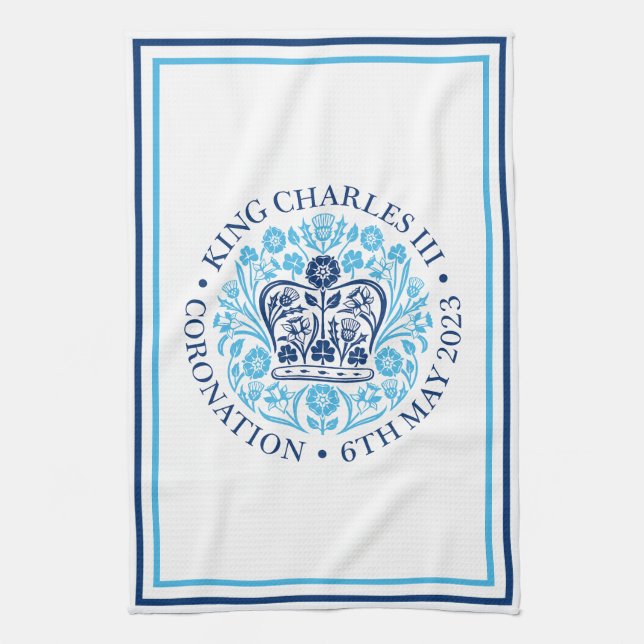 Kung Charles III Royal Coronation Souvenir Kökshandduk (Vertikal)