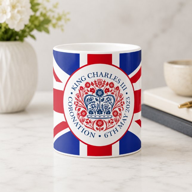 Kung Charles III:s kungliga kröningslogotyp patrio Kaffemugg (King Charles III Coronation
Commemorative Mug)