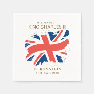 Kung Charles III Union Jack Flagga Pappersservett