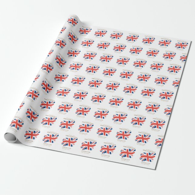 Kung Charles III Union Jack Flagga Presentpapper (Utrullad)