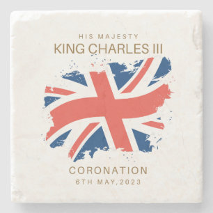 Kung Charles III Union Jack Flagga Stenunderlägg
