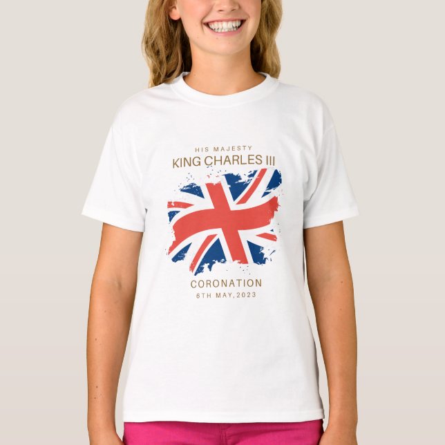 Kung Charles III Union Jack Flagga T-Shirt (Framsida)