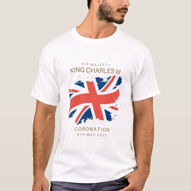 Kung Charles III Union Jack Flagga T-Shirt (Framsida)