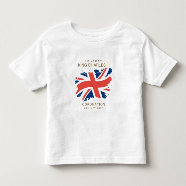 Kung Charles III Union Jack Flagga T-Shirt (Framsida)