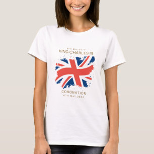 Kung Charles III Union Jack Flagga T Shirt
