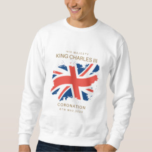 Kung Charles III Union Jack Flagga T-Shirt Lång Ärmad Tröja