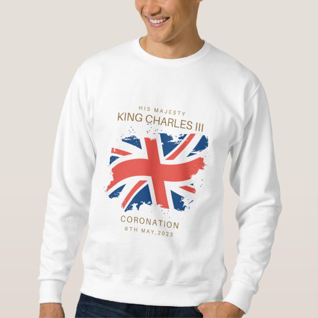 Kung Charles III Union Jack Flagga T-Shirt Lång Ärmad Tröja (Framsida)