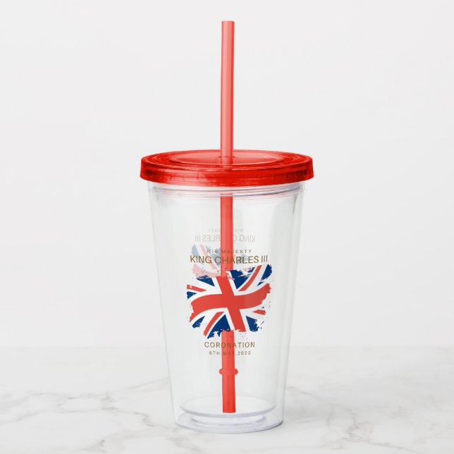 Kung Charles III Union Jack Flagga Take Away Mugg (Framsida)