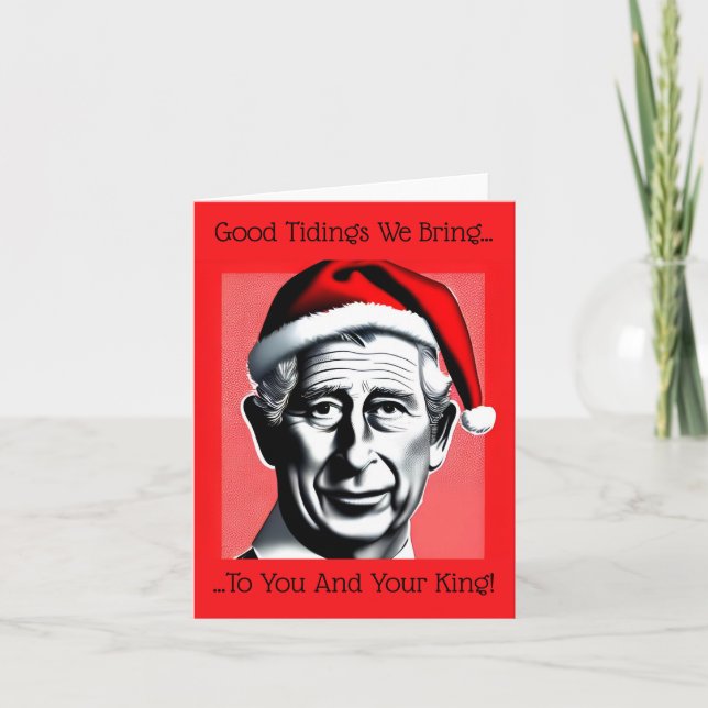 Kung Charles III vid Helgdag jul Helgkort (Framsida)