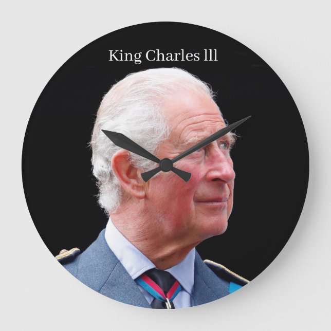 Kung Charles lll Acrylic Wall Clock Stor Klocka (Framsida)