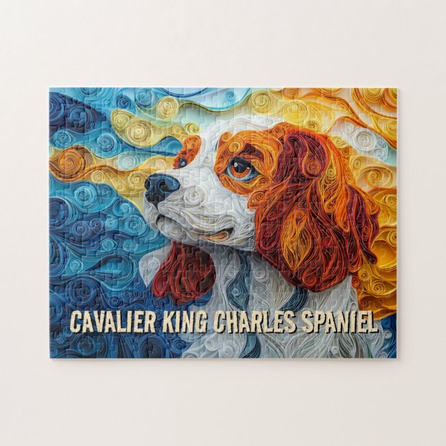 Kung Charles Papper Quilling Art Porträtt Pussel (Horisontell)