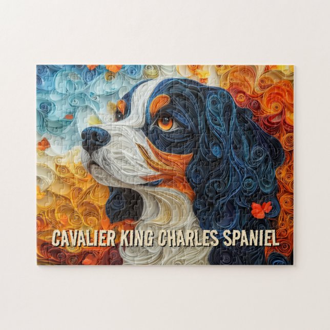 Kung Charles Papper Quilling Art Porträtt Pussel (Horisontell)