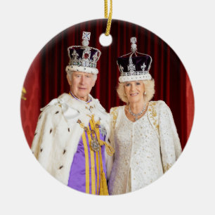 Kung Charles Queen Camilla Buckingham Palace Julgransprydnad Keramik