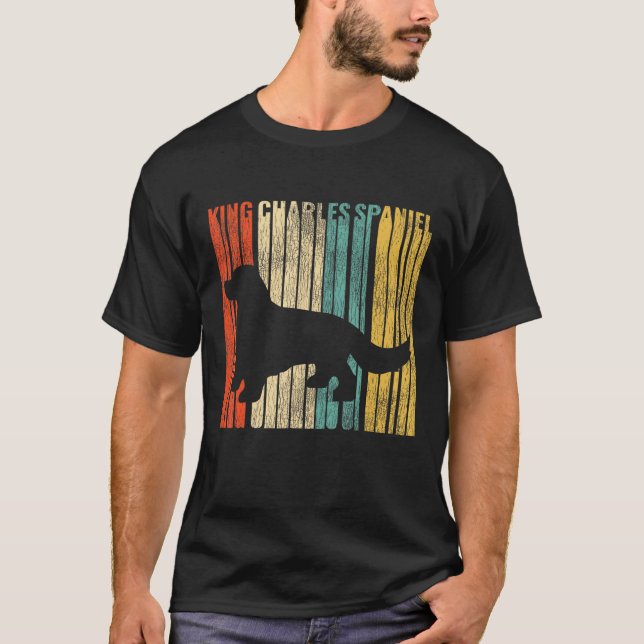Kung Charles Spain Retro 1970-talets Hund Cracks D T Shirt (Framsida)