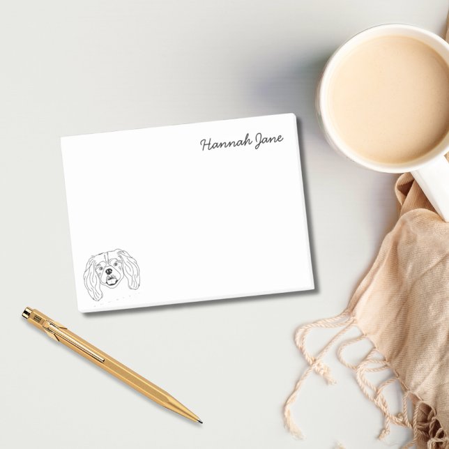 Kung Charles Spaniel Black & White Personlig Post-it Block (King Charles Spaniel Black & White Personalized Post-it Notes)