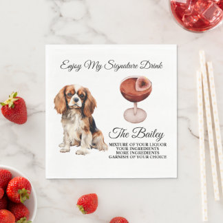Kung Charles Spaniel Bröllops Signaturdryck Pappersservett