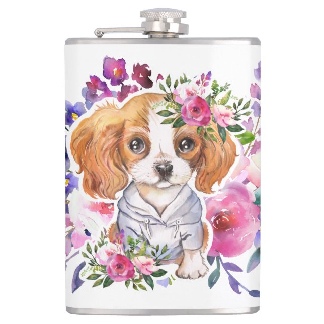 Kung Charles Spaniel med Flowers Classic Mugg Fickplunta (Framsidan)