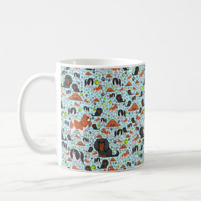 Kung Charles Spaniel Mugg, Blue Kaffemugg (Vänster)