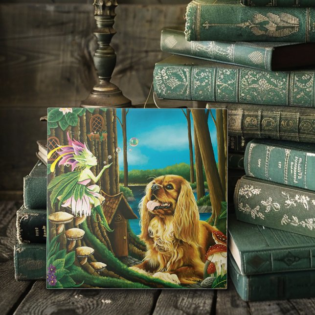 Kung Charles Spaniel Sprite Fantasy Kakelplatta (Skapare uppladdad)