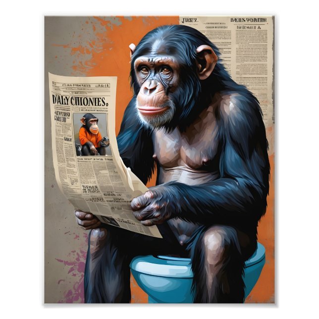 Kung Chimp Realism möter pop Art Majestic Fototryck (Framsidan)