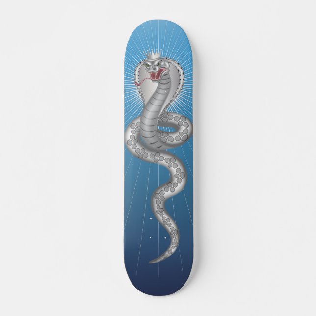 Kung Cobra - Blue Old School Skateboard Bräda 18 Cm (Framsida)