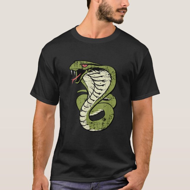 Kung Cobra Hissing Distress Snake Älskare T Shirt (Framsida)